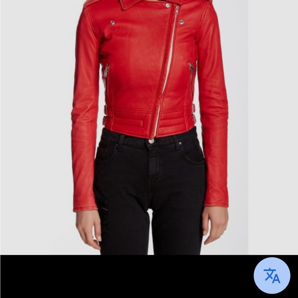 IRO  Luiga Vibrant Red Leather Jacket for Women